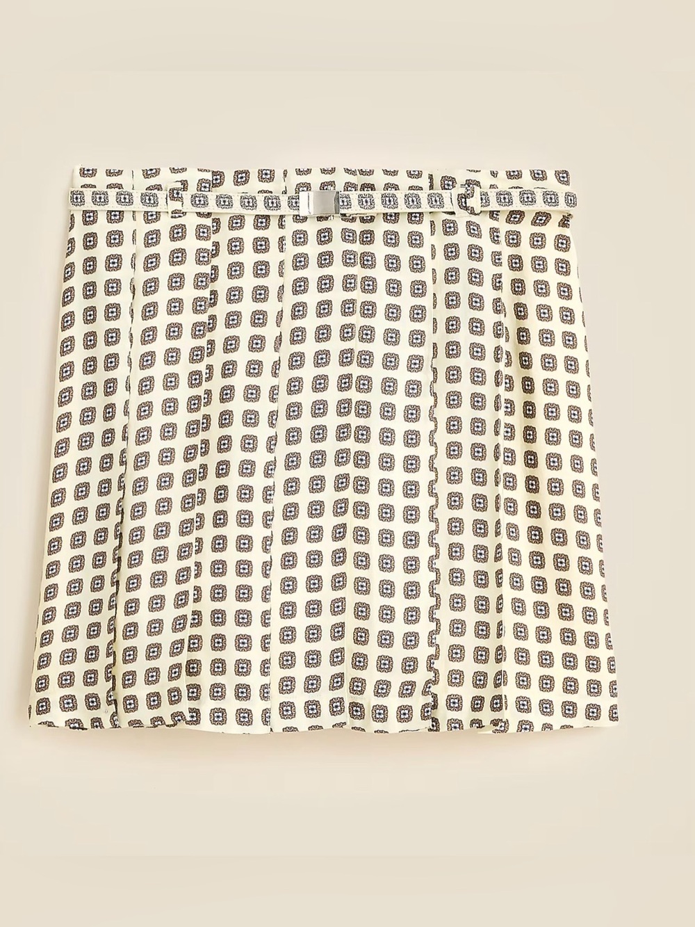 J. Crew Cream Mini Skirt with Brown Geometric Print NWT size 2